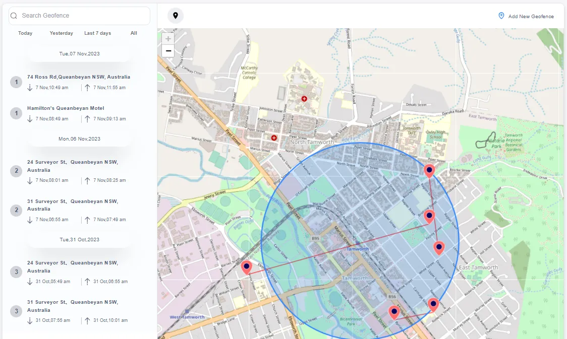 Receive Geofencing alerts in real-time